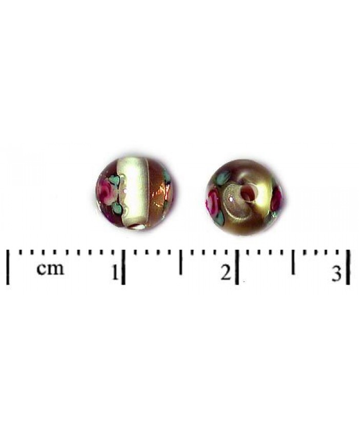 Vinuté perle české - transp. s růžičkami, 6mm, jonquil