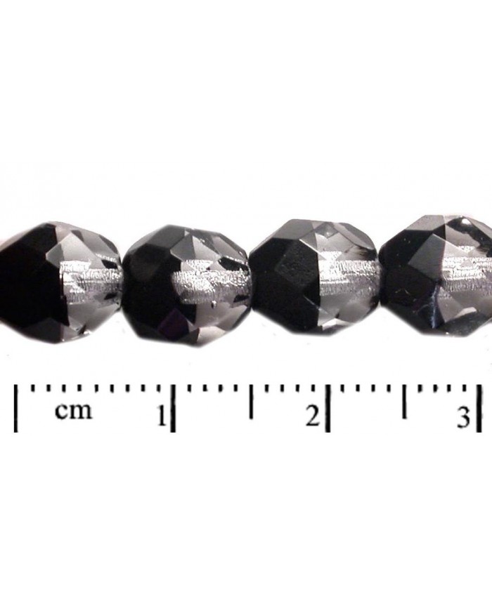 Broušený korálek, ohňovka - 8mm, krystal + černá