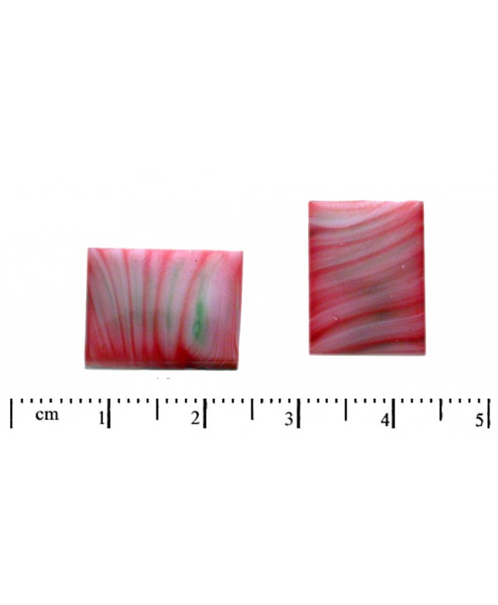 Skl. kameny nalepovací, obdélník - 16x12mm, červená + bílá