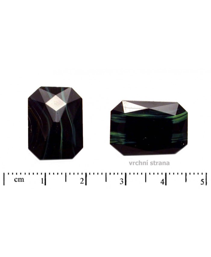 Skl. kameny zasazovací, obdélník - 18x13mm, černá + zelená