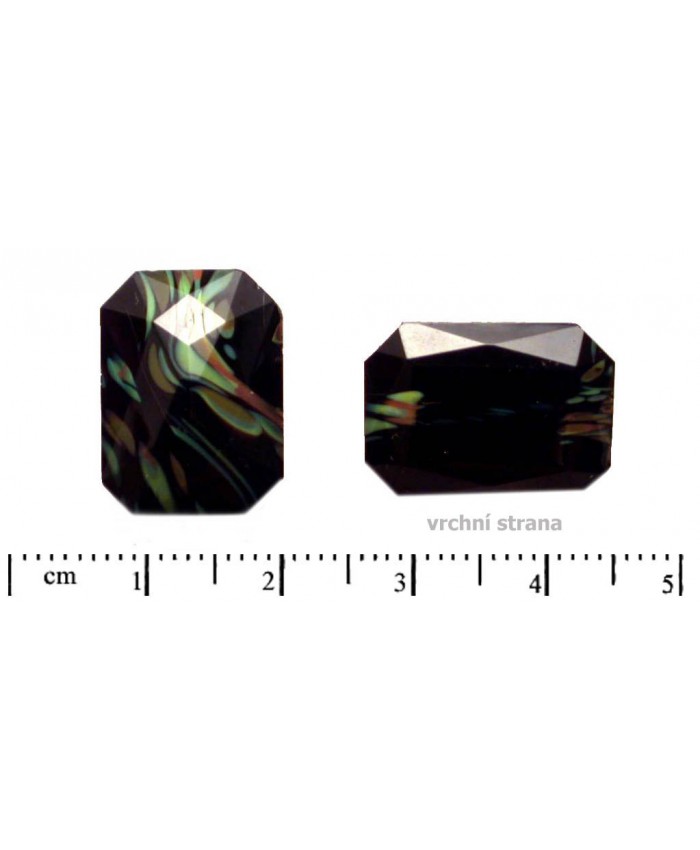 Skl. kameny zasazovací, obdélník - 18x13mm, černá + zelená + hnědá