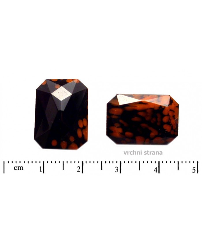 Skl. kameny zasazovací, obdélník - 18x13mm, černá + oranžová