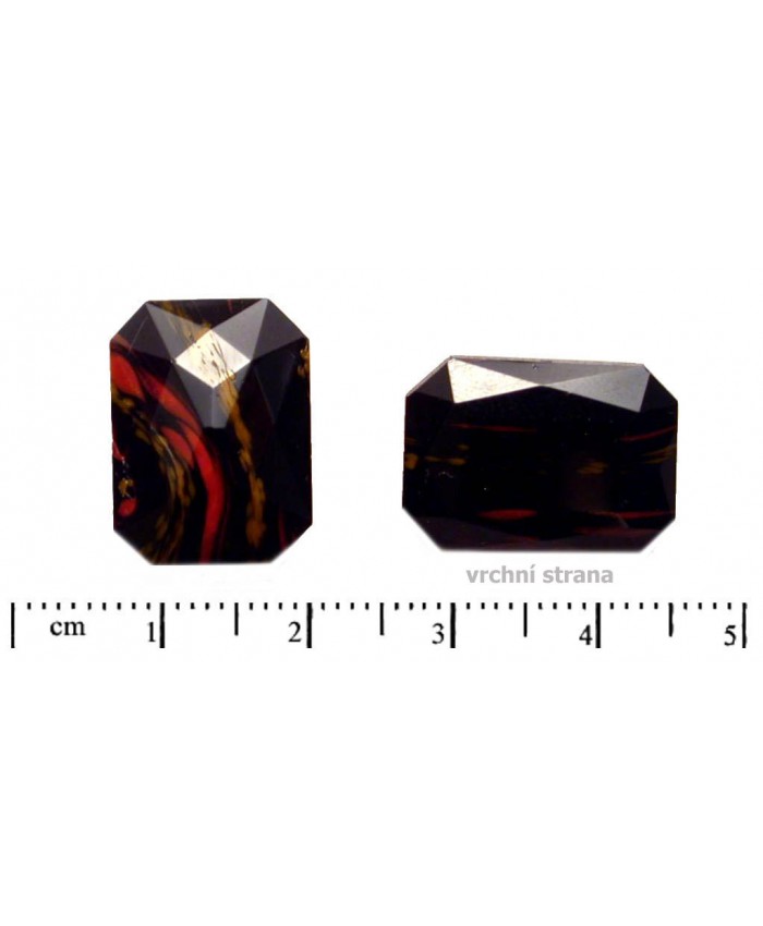 Skl. kameny zasazovací, obdélník - 18x13mm, černá + červená + hnědá