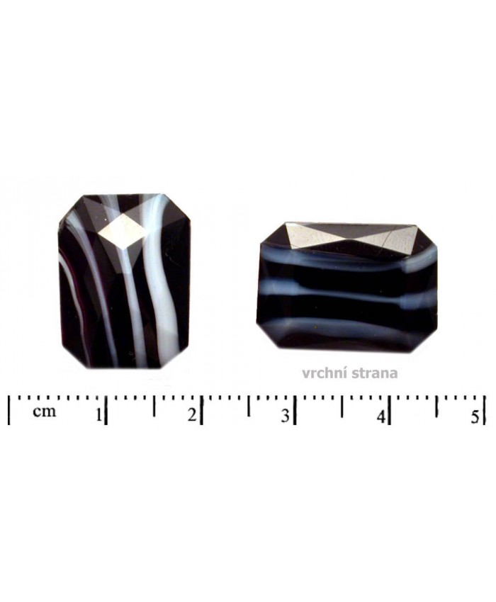 Skl. kameny zasazovací, obdélník - 18x13mm, černá + bílá