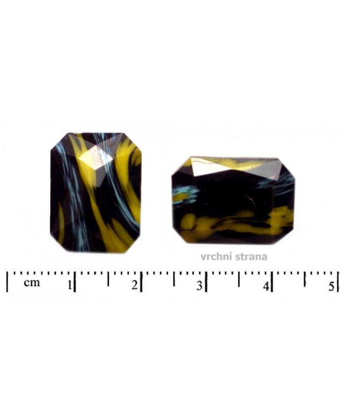 Skl. kameny zasazovací, obdélník - 18x13mm, černá + žlutá + tyrkys