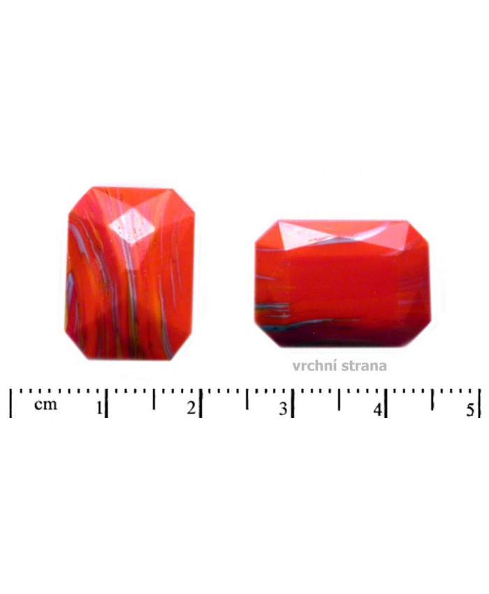 Skl. kameny zasazovací, obdélník - 18x13mm, oranžová