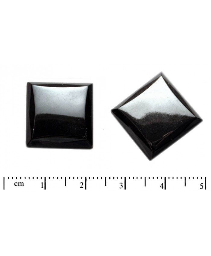 Skl. kameny nalepovací, čtverec - 16mm, černá + hematit