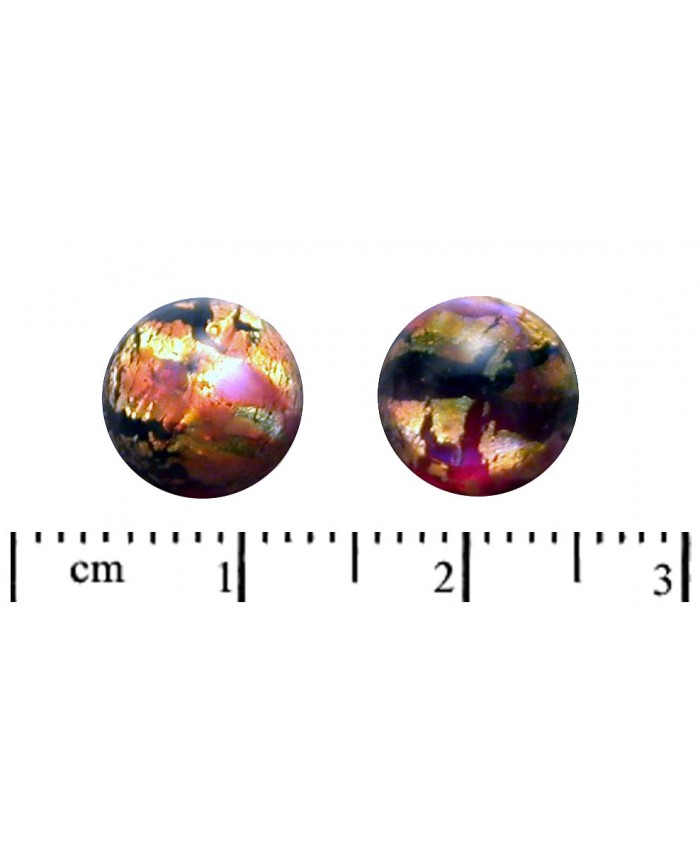 Kabašon kruhový - 9mm, siam + stříbrná fólie