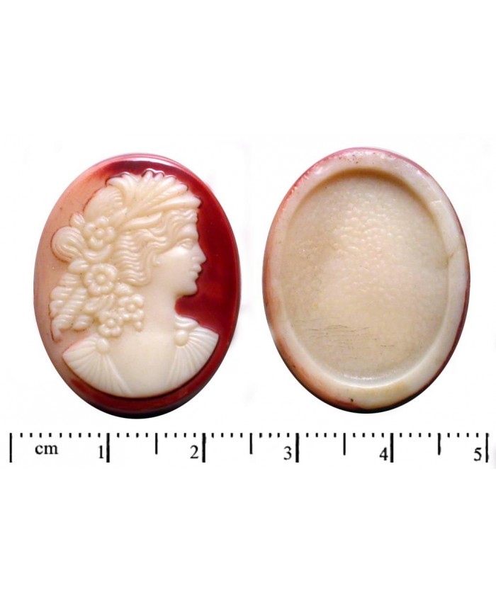 Kamej - 30x22mm, hnědá / slon.kost