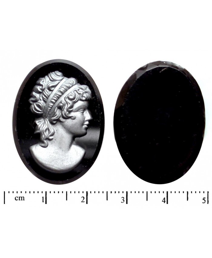 Kamej - 37x27mm, černá / matný hematit