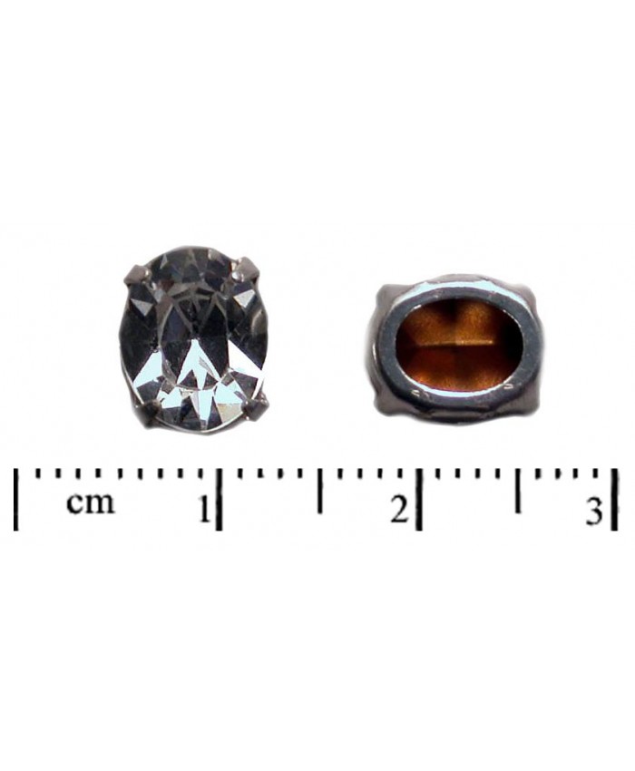 MC ovál ve stříbrném kotlíku - 10x8mm, krystal