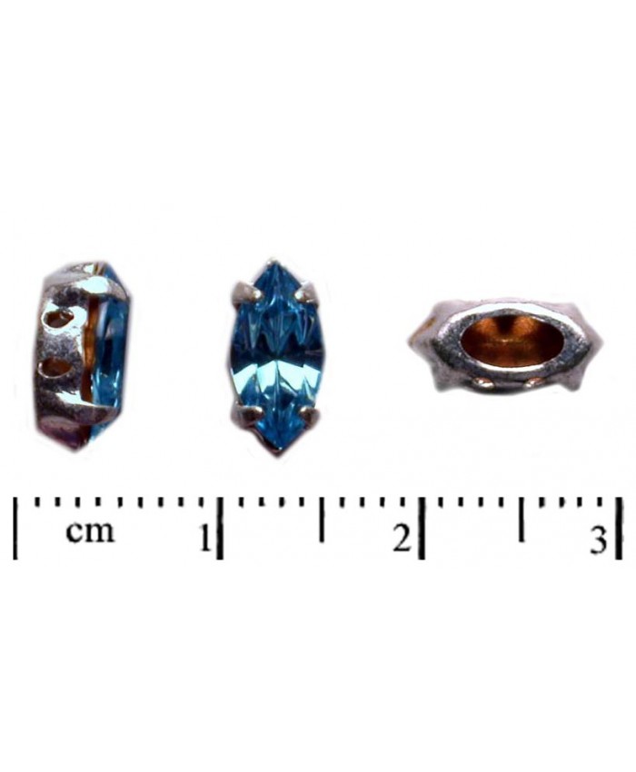 Naveta ve stříbrném kotlíku - 10x5mm, aqua