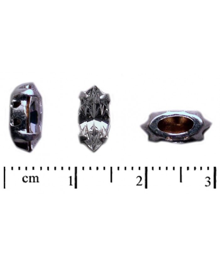 Naveta ve stříbrném kotlíku - 10x5mm, krystal