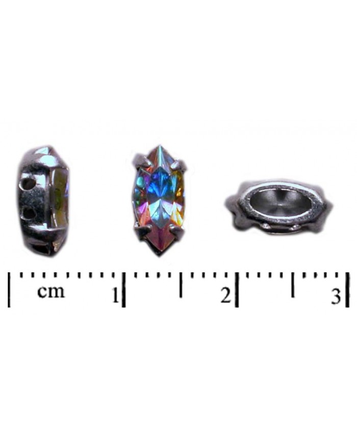 Naveta ve stříbrném kotlíku - 10x5mm, krystal AB