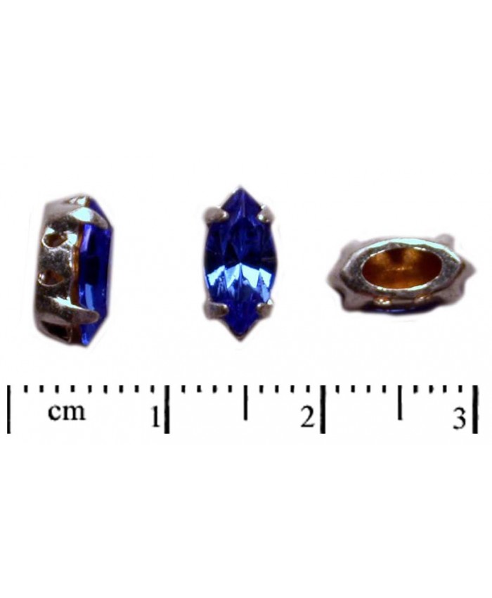 Naveta ve stříbrném kotlíku - 10x5mm, safír