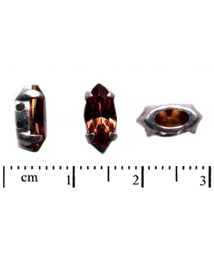 Naveta ve stříbrném kotlíku - 10x5mm, kouřový topaz