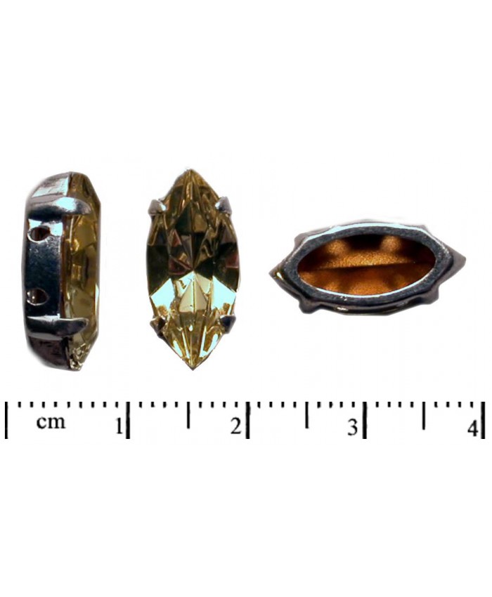 Našívací naveta ve stříbrném kotlíku - 15x7mm, jonquile