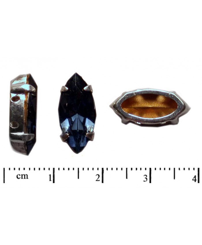 Našívací naveta ve stříbrném kotlíku - 15x7mm, montana