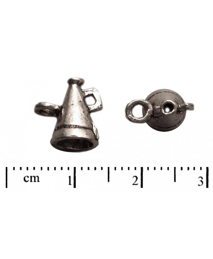 Kovový přívěsek - trumpeta, 10mm, stříbro