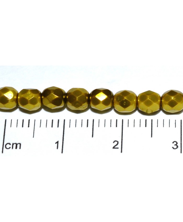 Broušený korálek, ohňovka - 4mm, perleťová světle olivová (70456)