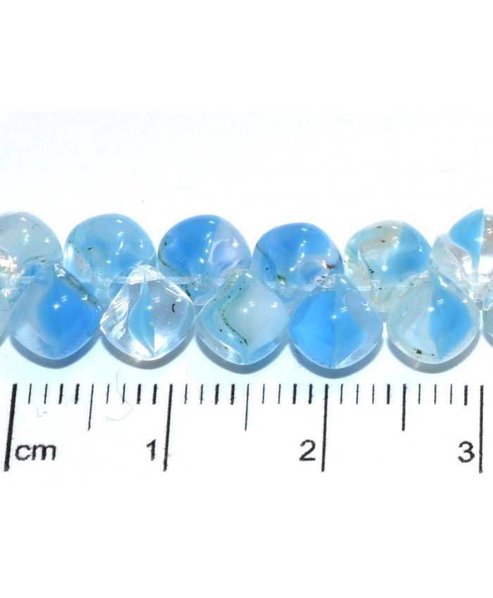 Houbička - 6mm, krystal + sytá modrá + bílá