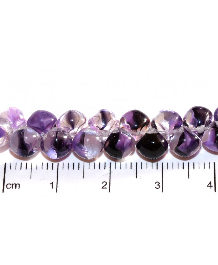 Houbička - 6mm, krystal + sytá fialová