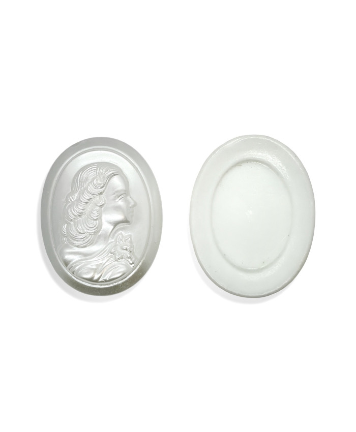 Kamej - 40x30mm, bílá s perletí