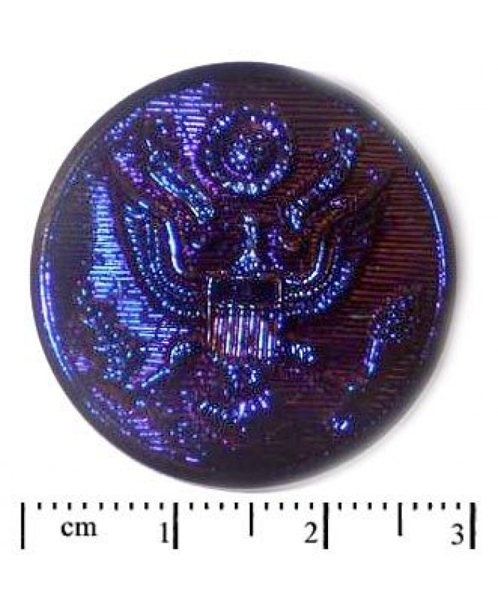 Americký knoflík č. 12 - 28,5mm, černá + modrý vitrail