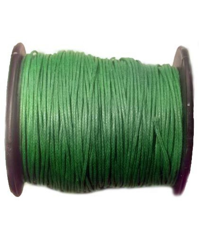 Bavlněná šňůrka voskovaná - 1mm, zelená, 5m