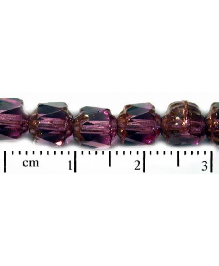 Broušené korále, bols perla - 6mm, ametyst / bronz