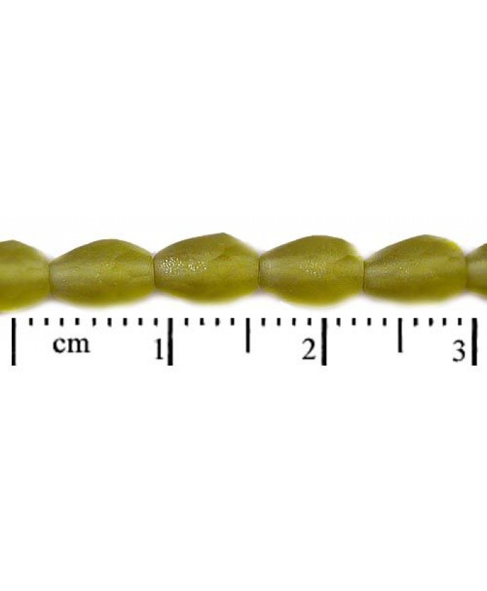 Broušené korále, hruška - 7x5mm, olivín / mat