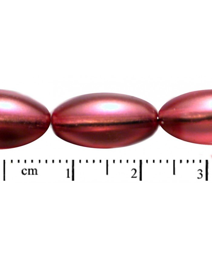 Voskové perle, oliva - 16x9mm, růžová mat transp.