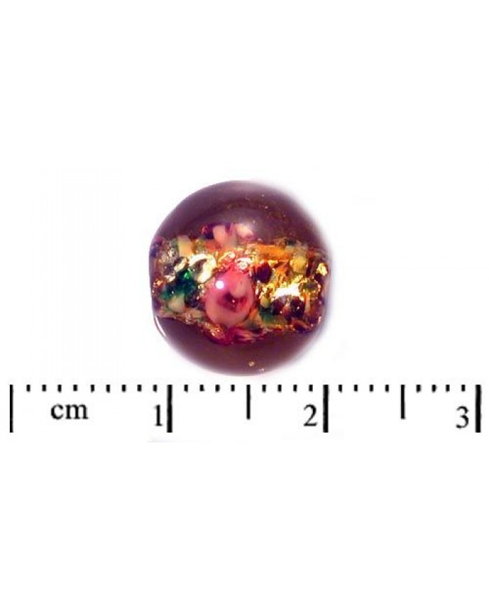 Vinuté perle české - se stříbrem a ružičkami, 12mm, jonquil