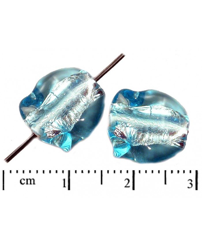 Vinuté perle české - se stříbrem, 12mm, aqua
