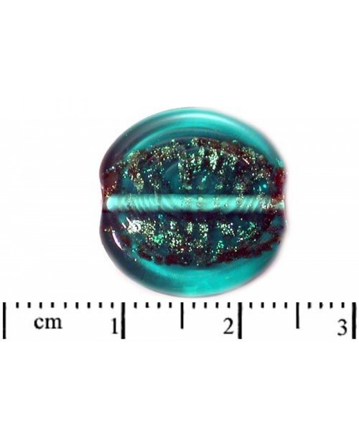 Vinuté perle české - s avanturínovou drtí uvnitř, 14x10mm, emerald