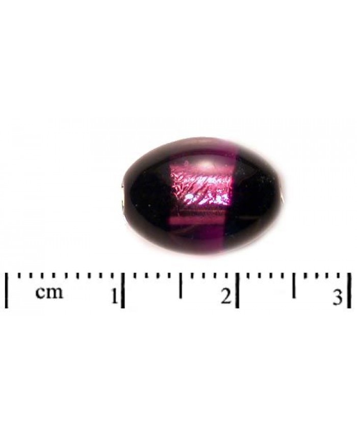 Vinuté perle české - se stříbrem a černými póly, 14x10mm, ametyst