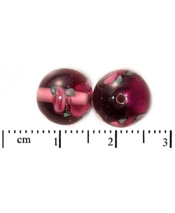 Vinuté perle české - transp. s růžičkami, 10mm, ametyst