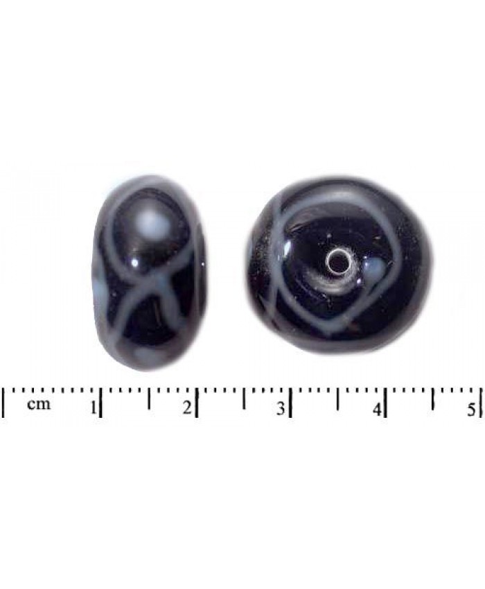 Vinuté perle české - indiánské malované, 12x20mm, černá