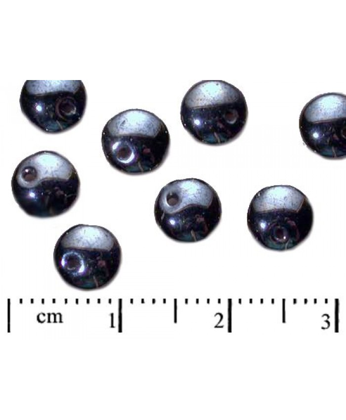 Čočka - 6mm, černá / hematit