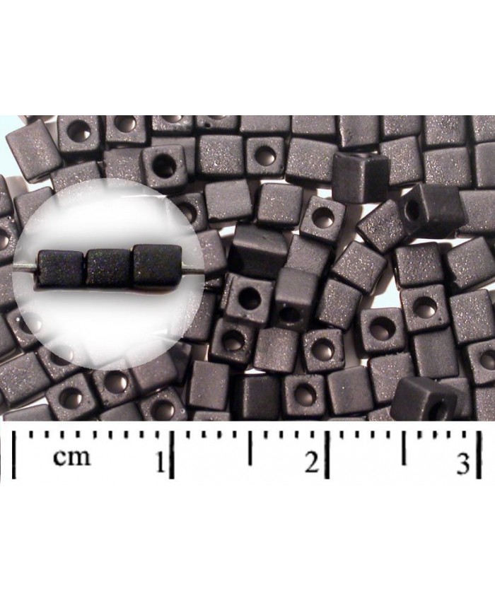 Rokajl japonský - MIYUKI kostičky, 3mm, černá / mat