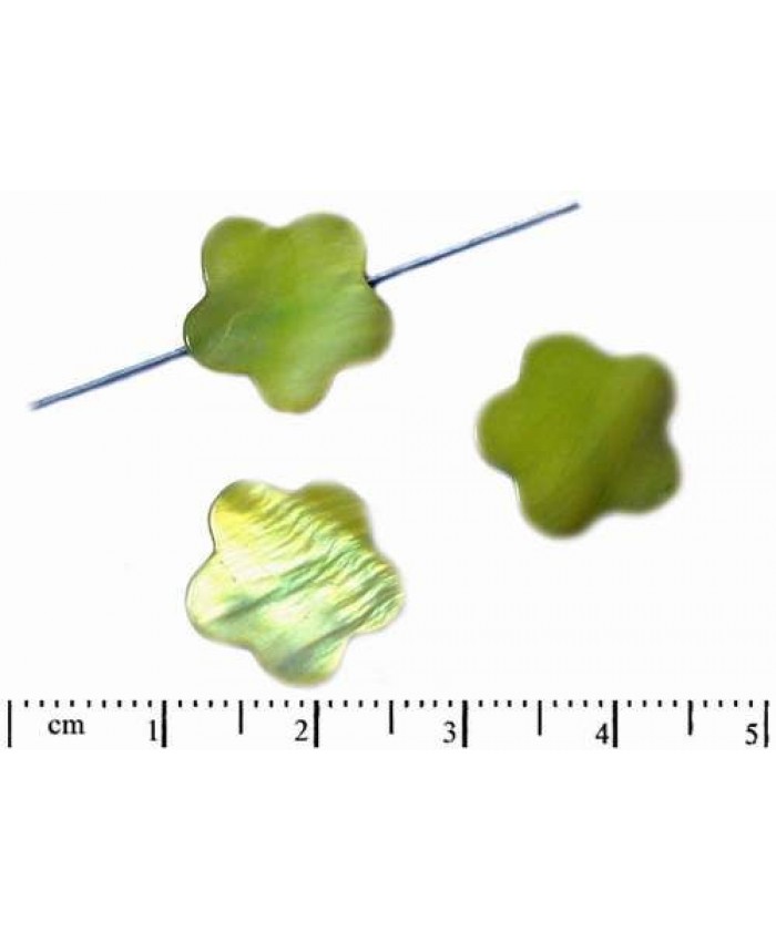 Perlové korále - kytička, 14mm, olivová
