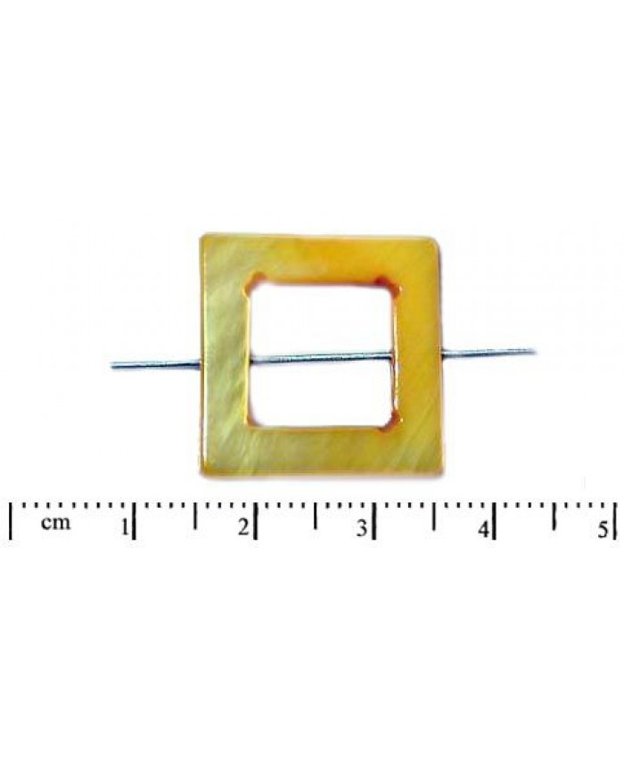Perlové korále - čtverec rámeček, 20mm, žlutá