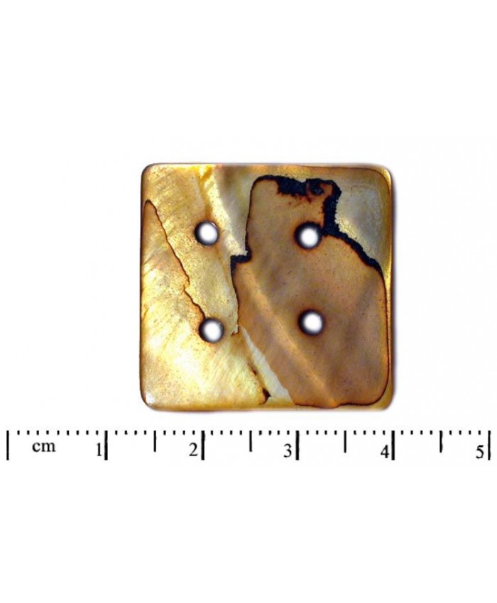 Perlové korále - čtverec čtyřdírový, 25mm, zlato