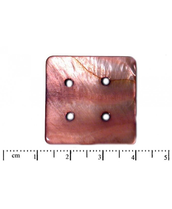 Perlové korále - čtverec čtyřdírový, 25mm, světlé burgundy