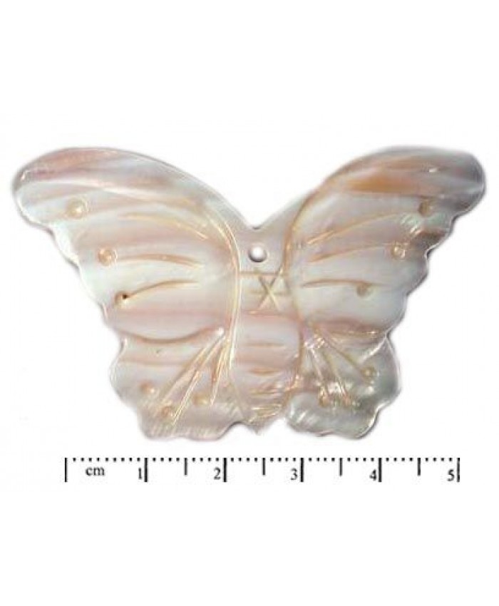 Perleťové přívěsky - motýl, 60mm, bílá