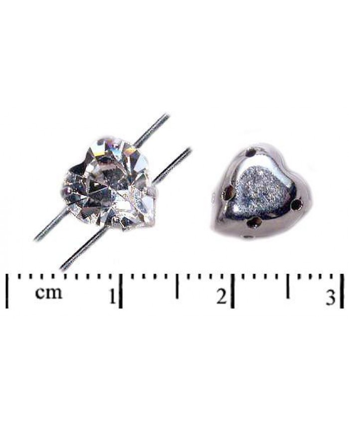 Swarovski, 4800 srdce v kaplíku  - 8mm, krystal / sterling stříbro