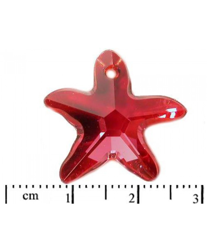 Swarovski, 6721 mořská hvězda - 20mm, krystal / červená magma
