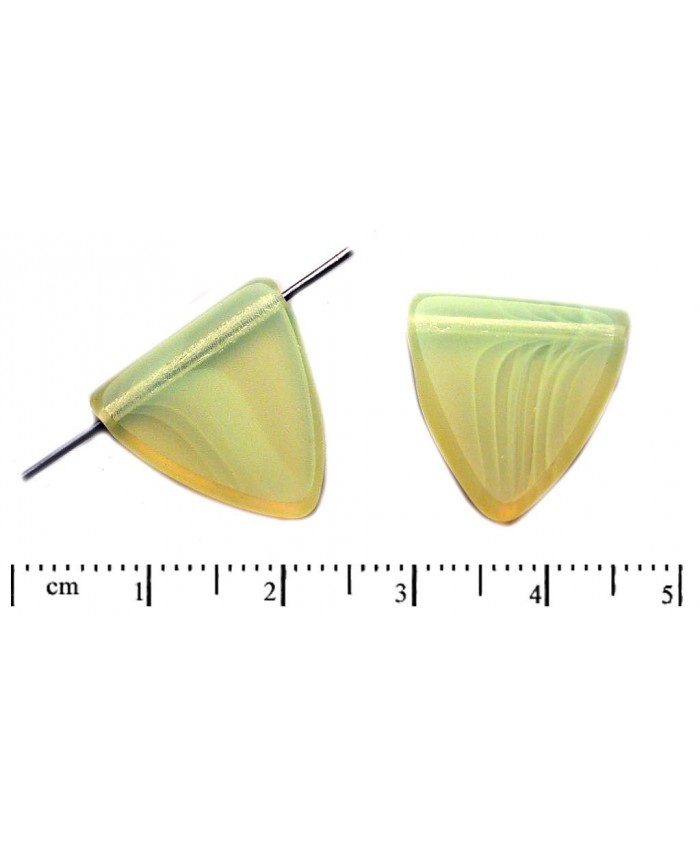 Ploškovaný korálek, trojúhelník - 17mm, žlutý opál